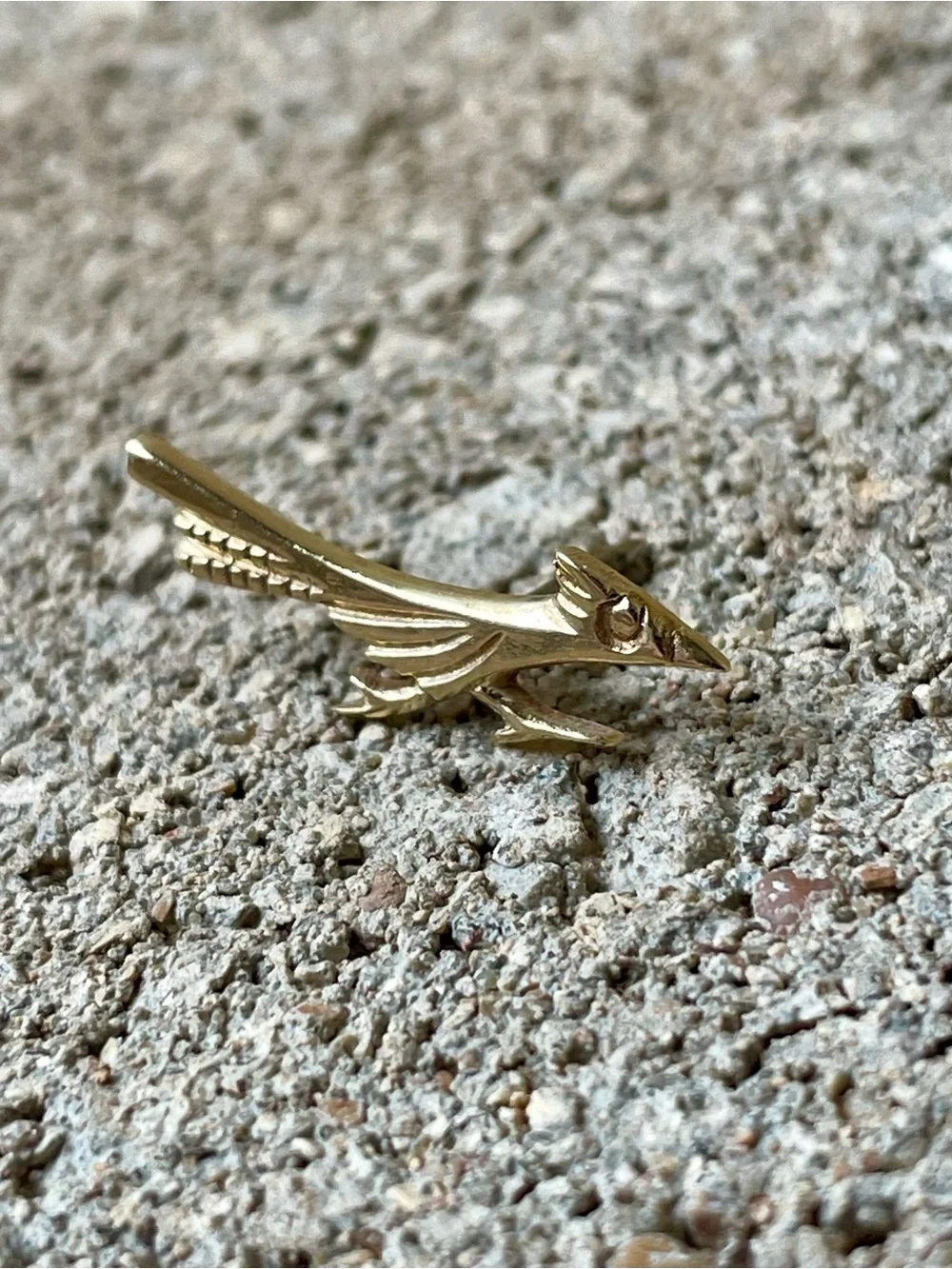 Retired James Avery 14K Gold Roadrunner Tie Tack Lapel Pin Vintage Rare